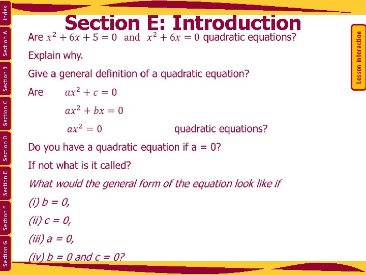Section G Section F Section E Section D Section C Section A Index Section