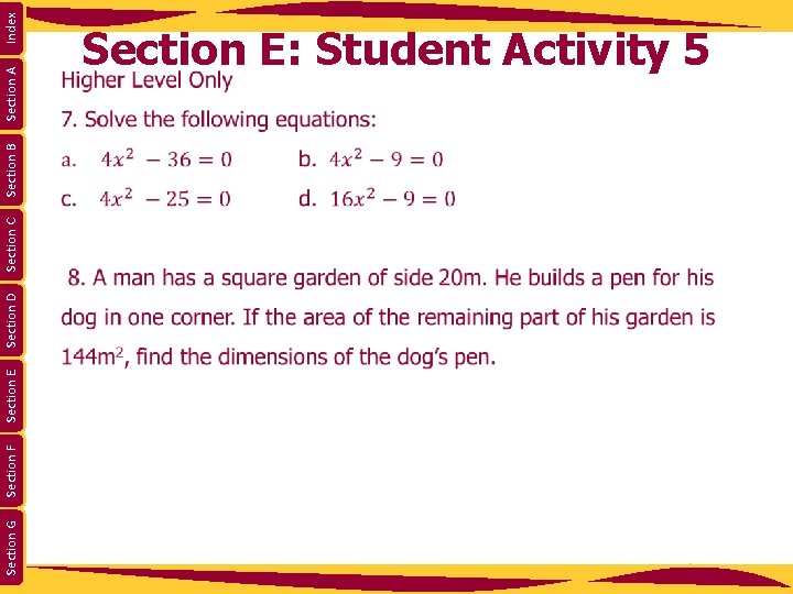 Section G Section F Section E Section D Section C Section B Section A