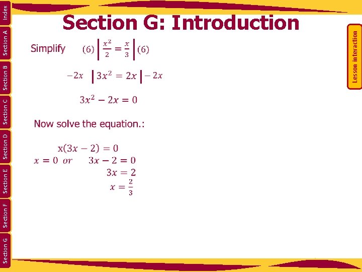 Section G Section F Section E Section D Section C Section B Section A