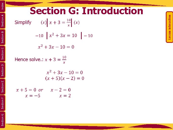 Section G Section F Section E Section D Section C Section B Section A