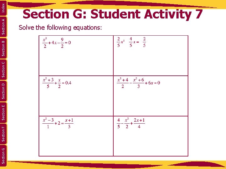 Section G Section F Section E Section D Section C Section B Section A