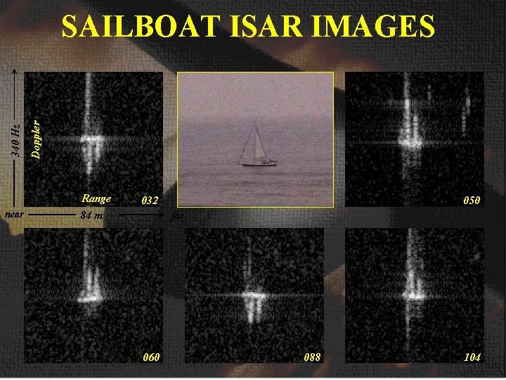 Doppler 340 Hz SAILBOAT ISAR IMAGES Range near 032 84 m 050 far 060 Doppler 340 Hz SAILBOAT ISAR IMAGES Range near 032 84 m 050 far 060