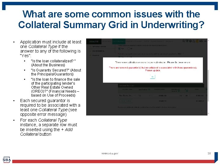 What are some common issues with the Collateral Summary Grid in Underwriting? • Application