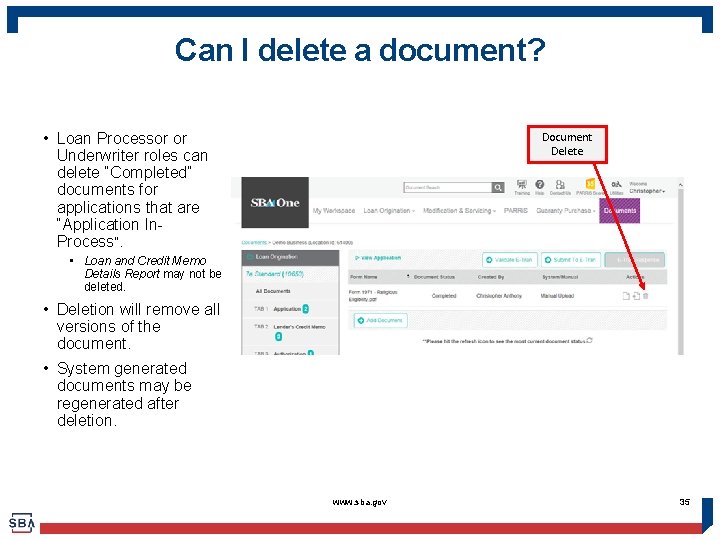 Can I delete a document? • Loan Processor or Underwriter roles can delete “Completed”