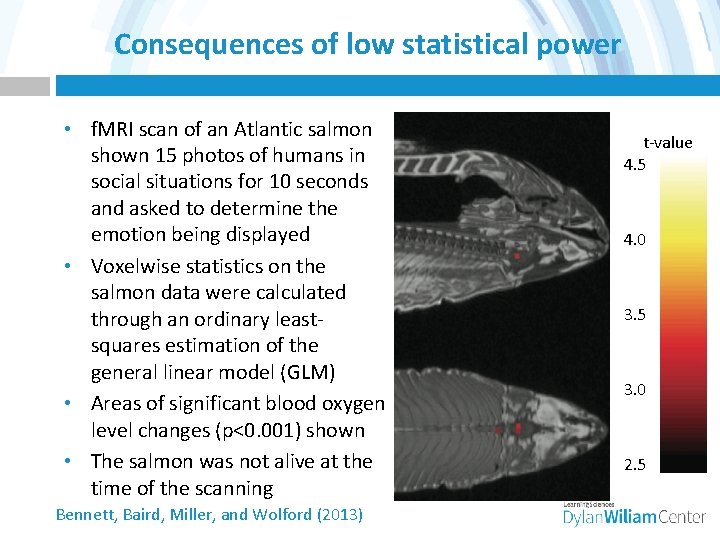 Consequences of low statistical power • f. MRI scan of an Atlantic salmon shown