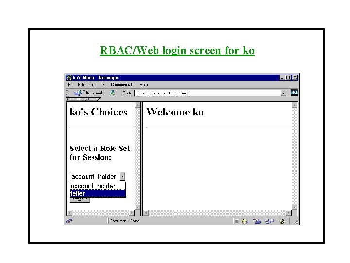 RBAC/Web login screen for ko 