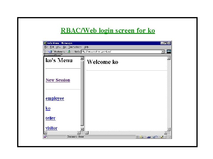 RBAC/Web login screen for ko 