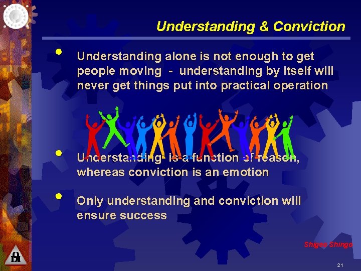 Understanding & Conviction • • • Understanding alone is not enough to get people