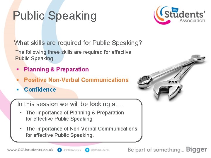 Public Speaking What skills are required for Public Speaking? The following three skills are