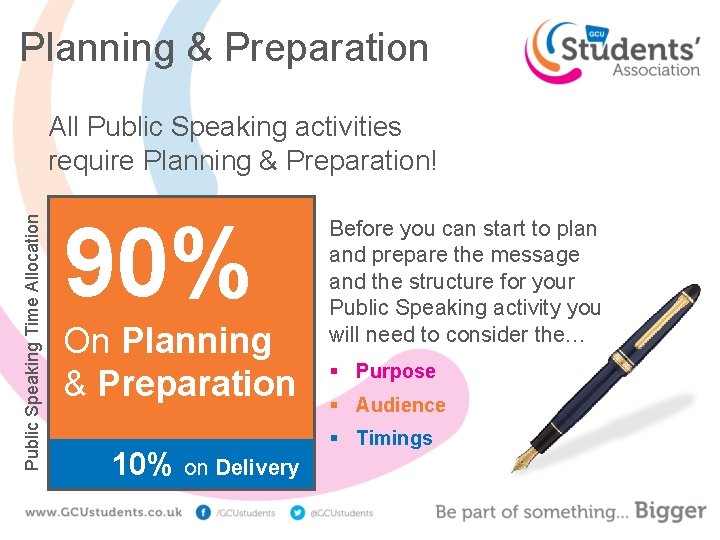 Planning & Preparation Public Speaking Time Allocation All Public Speaking activities require Planning &