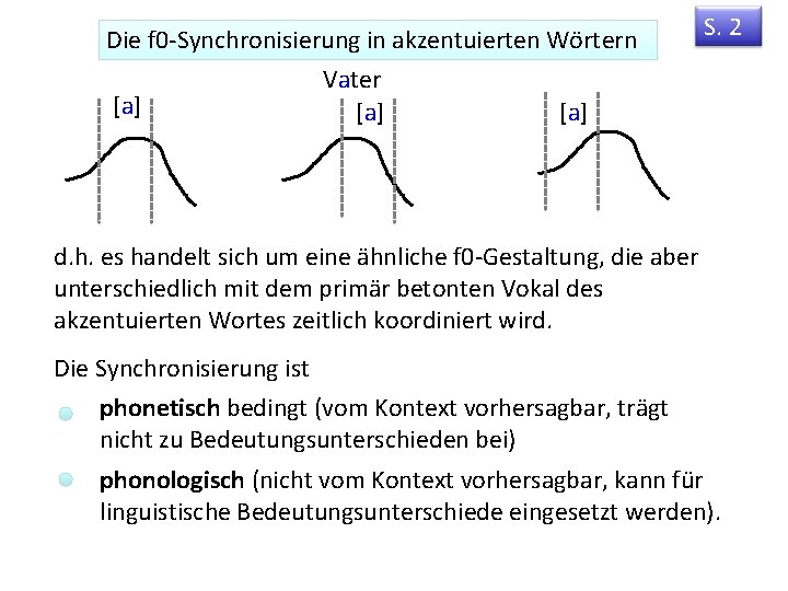 Die f 0 -Synchronisierung in akzentuierten Wörtern Vater [a] [a] S. 2 d. h.