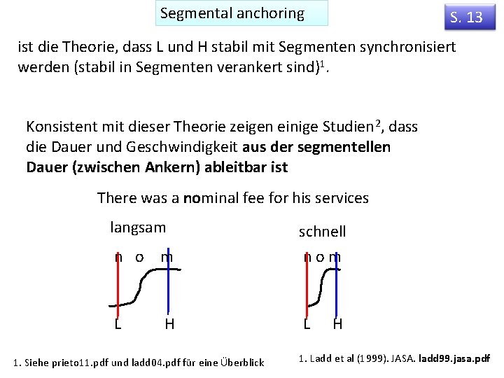 Segmental anchoring S. 13 ist die Theorie, dass L und H stabil mit Segmenten