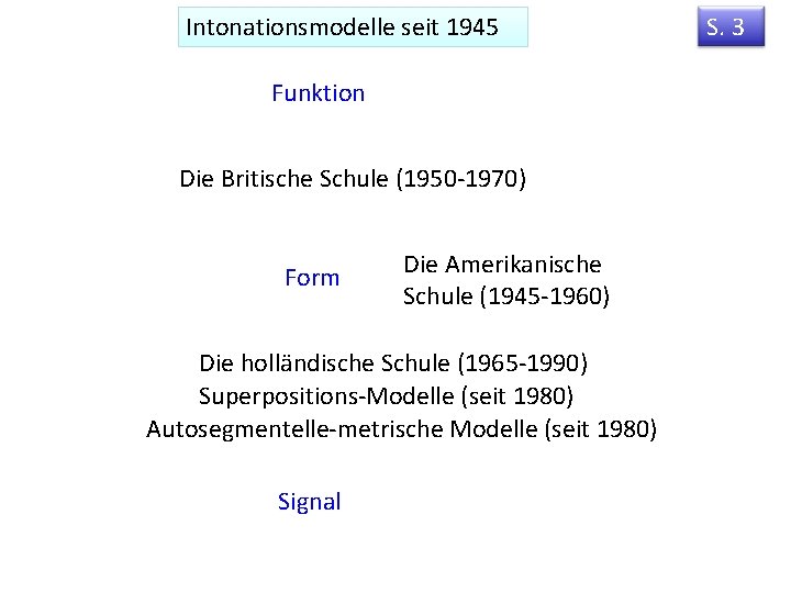 Intonationsmodelle seit 1945 Funktion Die Britische Schule (1950 -1970) Form Die Amerikanische Schule (1945