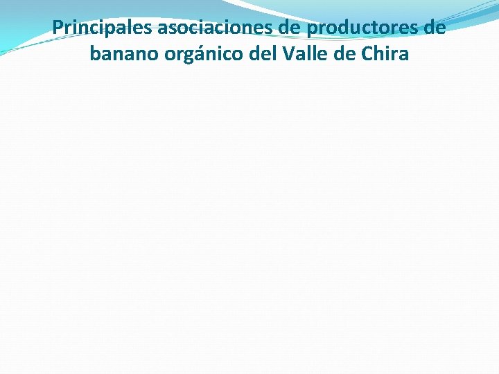 Principales asociaciones de productores de banano orgánico del Valle de Chira 