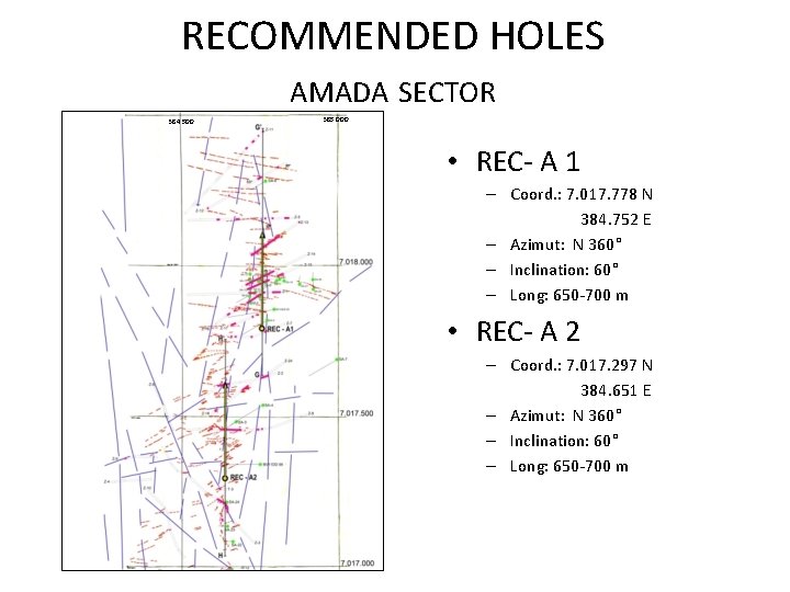 RECOMMENDED HOLES AMADA SECTOR 384. 500 385. 000 • REC- A 1 – Coord.