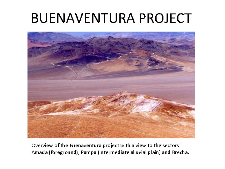 BUENAVENTURA PROJECT Overview of the Buenaventura project with a view to the sectors: Amada