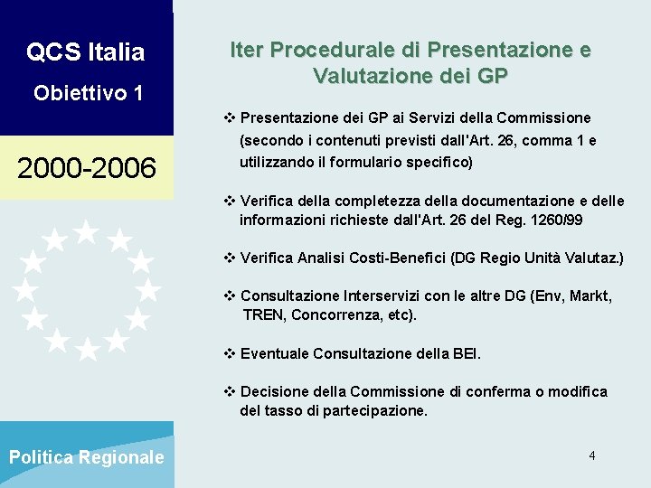 QCS Italia Obiettivo 1 Iter Procedurale di Presentazione e Valutazione dei GP v Presentazione