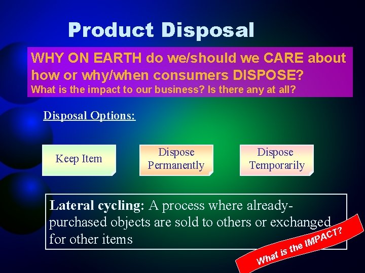 Product Disposal WHY ON EARTH do we/should we CARE about how or why/when consumers