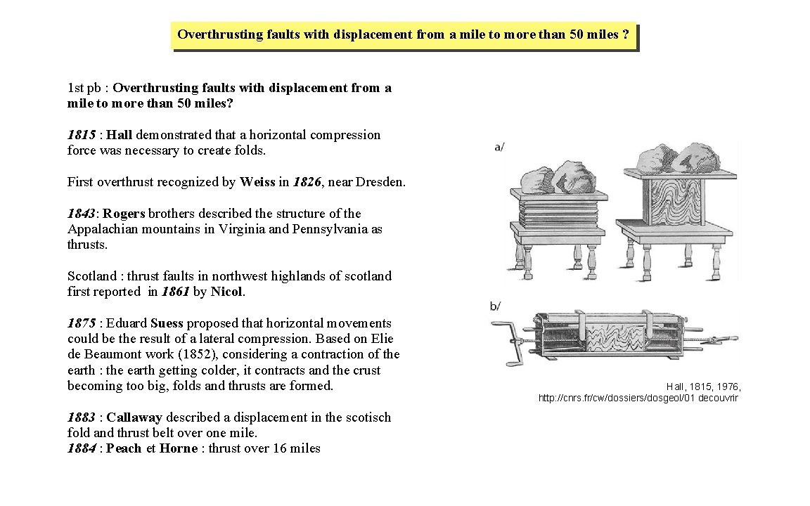 Overthrusting faults with displacement from a mile to more than 50 miles ? 1