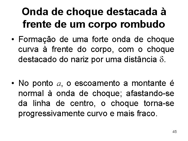 Onda de choque destacada à frente de um corpo rombudo • Formação de uma