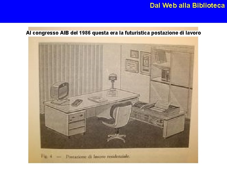 Dal Web alla Biblioteca Al congresso AIB del 1986 questa era la futuristica postazione
