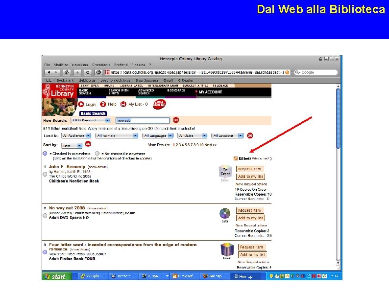 Dal Web alla Biblioteca Susanna Giaccai, Roma 26 maggio 2008 