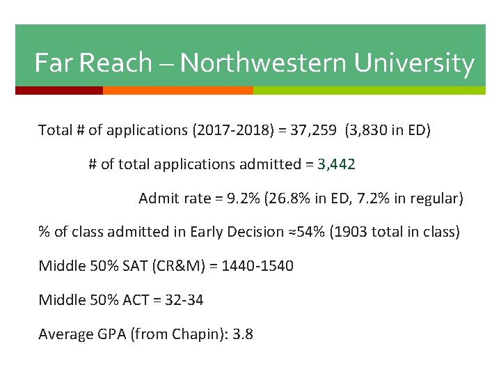 Far Reach – Northwestern University Total # of applications (2017 -2018) = 37, 259
