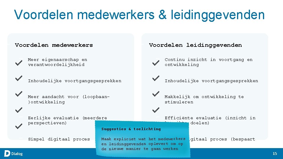 Voordelen medewerkers & leidinggevenden - - Voordelen medewerkers - Voordelen leidinggevenden - Meer eigenaarschap