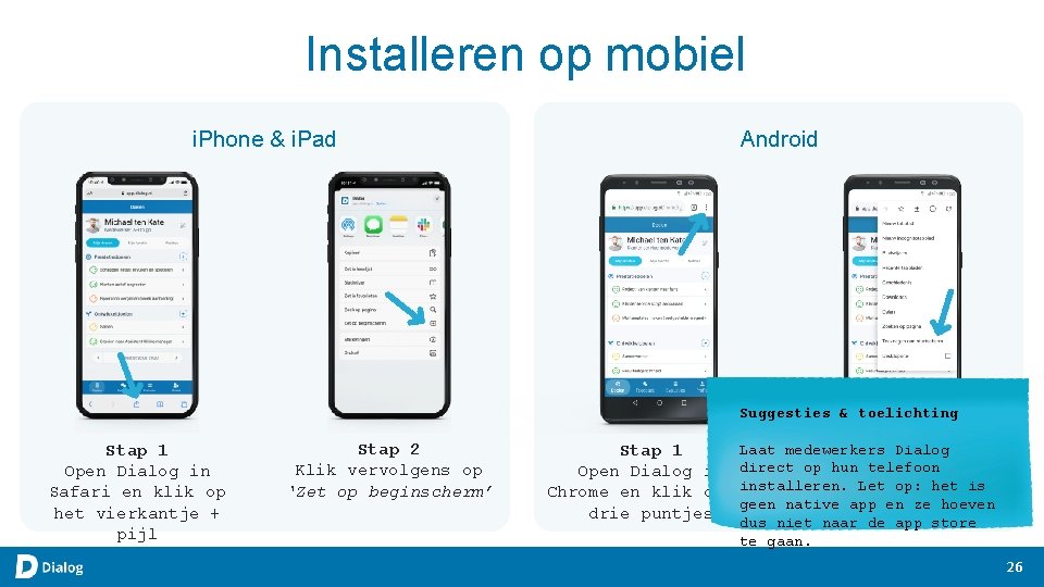 Installeren op mobiel Android i. Phone & i. Pad Suggesties & toelichting Stap 1