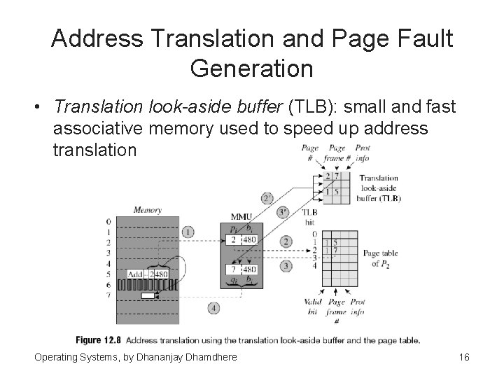 Address Translation and Page Fault Generation • Translation look-aside buffer (TLB): small and fast