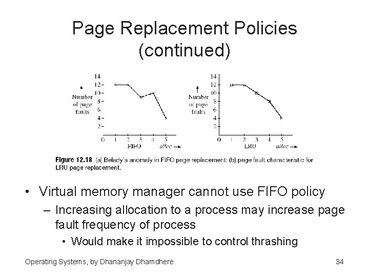 Page Replacement Policies (continued) • Virtual memory manager cannot use FIFO policy – Increasing