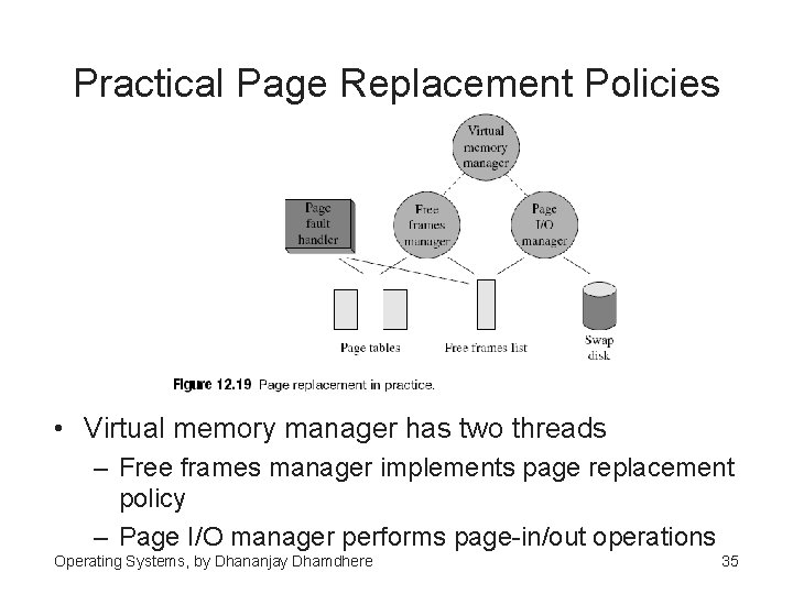 Practical Page Replacement Policies • Virtual memory manager has two threads – Free frames