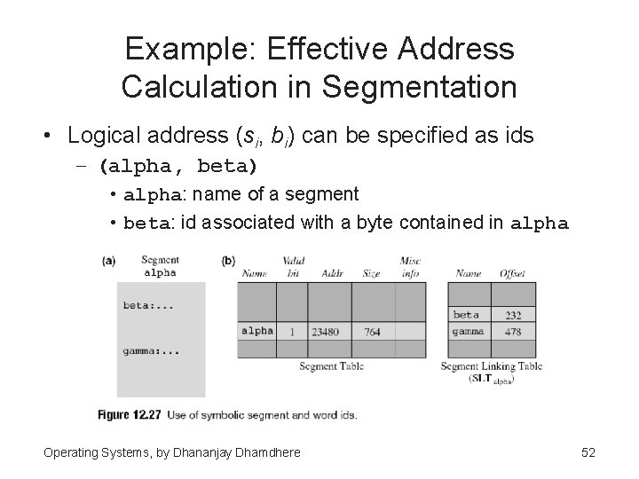 Example: Effective Address Calculation in Segmentation • Logical address (si, bi) can be specified