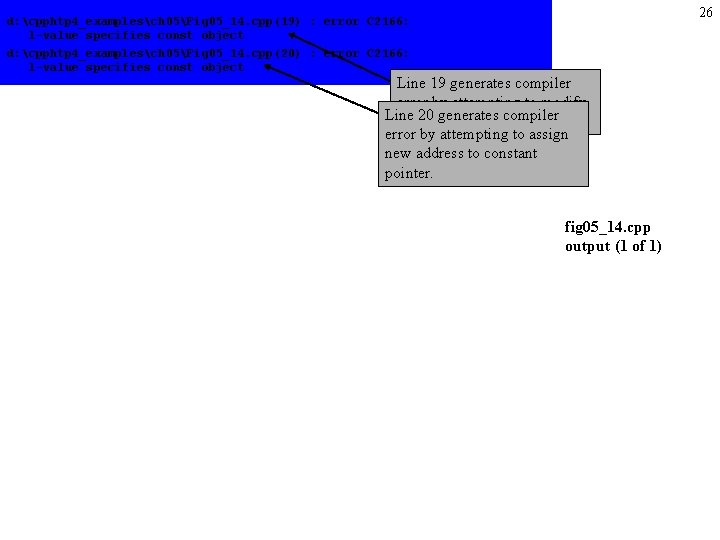 26 d: cpphtp 4_examplesch 05Fig 05_14. cpp(19) : error C 2166: l-value specifies const
