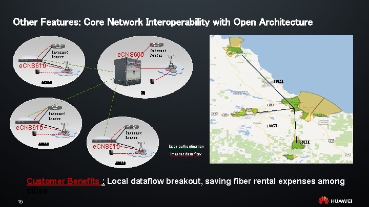 Other Features: Core Network Interoperability with Open Architecture Internet Router e. CNS 600 Internet