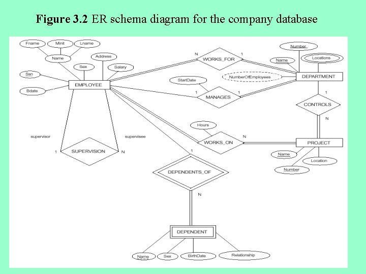 Figure 3. 2 ER schema diagram for the company database 