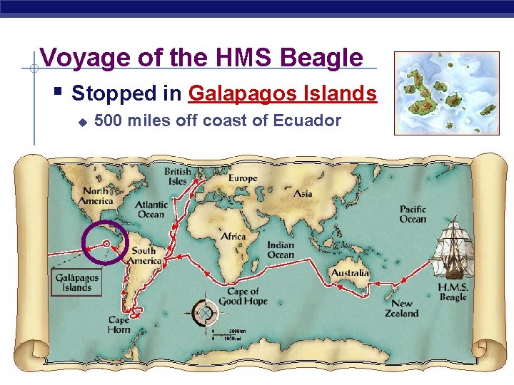 Voyage of the HMS Beagle § Stopped in Galapagos Islands u 500 miles off