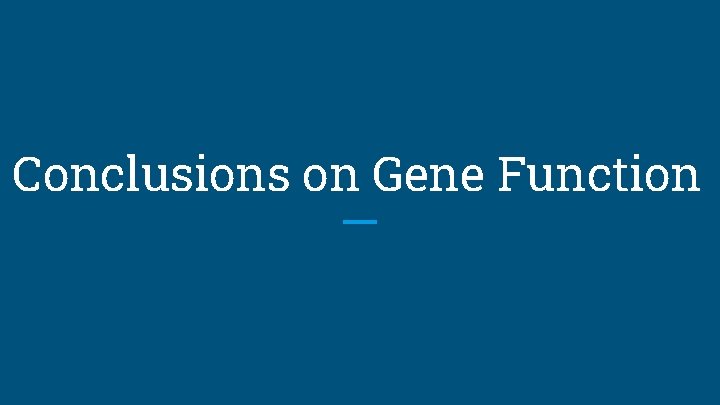 Conclusions on Gene Function 