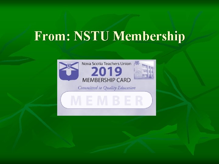 From: NSTU Membership 