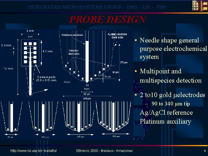 INTEGRATED MICROSYSTEMS GROUP - DMI - LSI - USP PROBE DESIGN • Needle shape