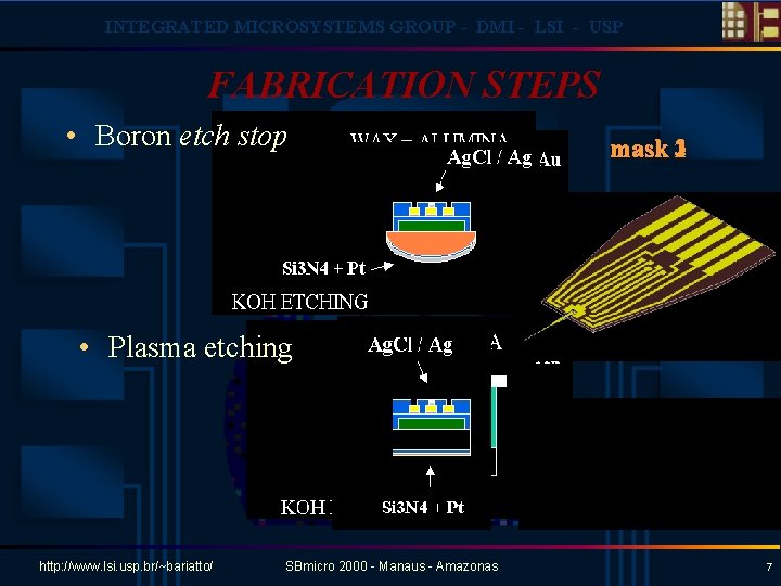 INTEGRATED MICROSYSTEMS GROUP - DMI - LSI - USP FABRICATION STEPS • Boron etch