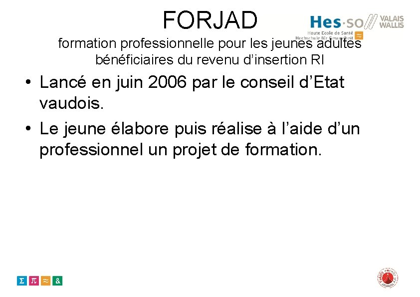 FORJAD formation professionnelle pour les jeunes adultes bénéficiaires du revenu d’insertion RI • Lancé