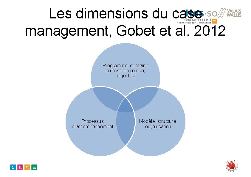 Les dimensions du case management, Gobet et al. 2012 Programme: domaine de mise en