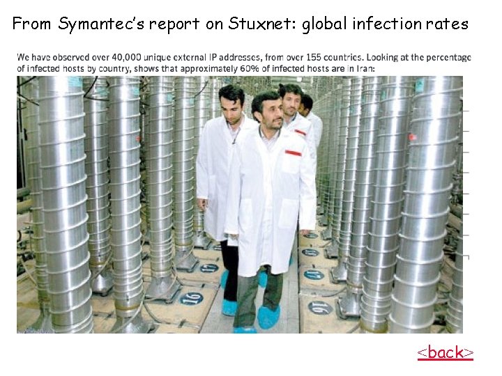 From Symantec’s report on Stuxnet: global infection rates <back> 