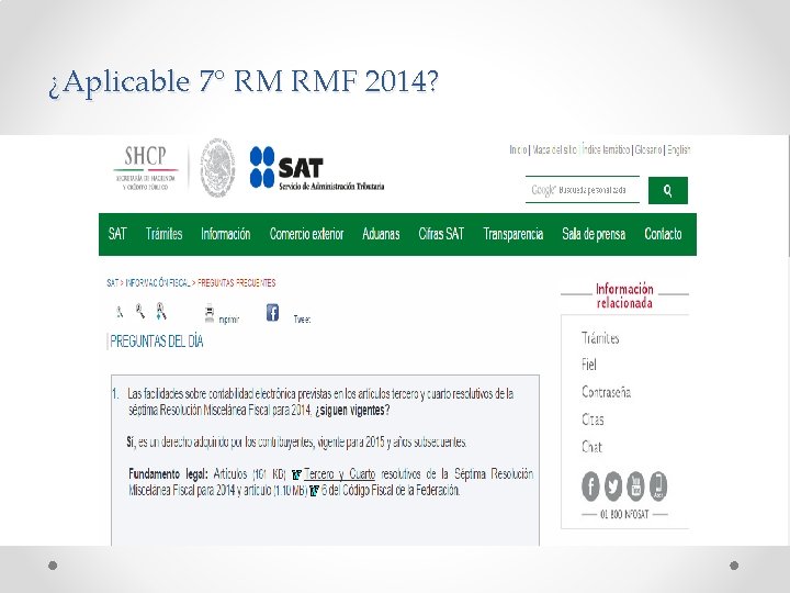 ¿Aplicable 7° RM RMF 2014? 
