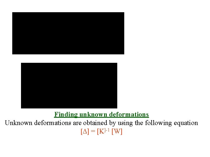 Finding unknown deformations Unknown deformations are obtained by using the following equation [D] =