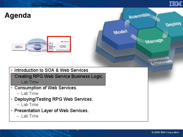 IBM Power Systems Agenda • Introduction to SOA & Web Services • Creating RPG