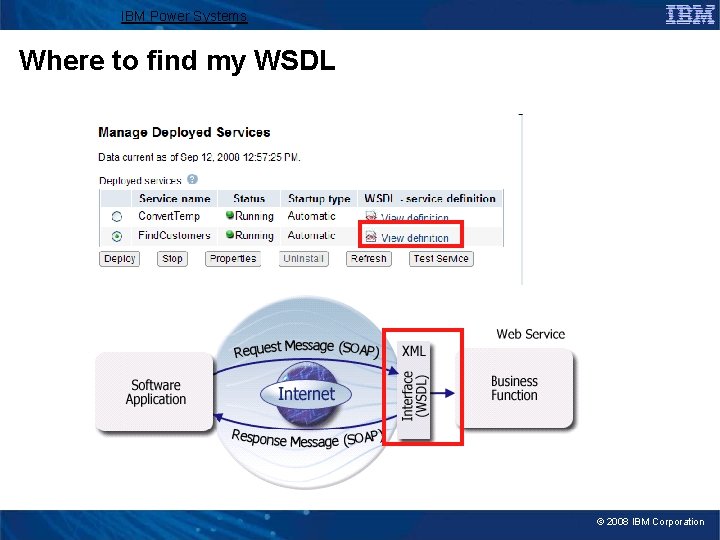 IBM Power Systems Where to find my WSDL © 2008 IBM Corporation 