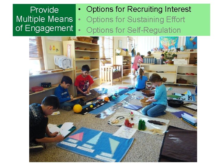  • Options for Recruiting Interest Provide Multiple Means • Options for Sustaining Effort