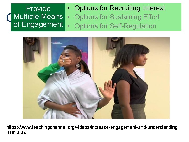  • Options for Recruiting Interest Provide Multiple Means • Options for Sustaining Effort